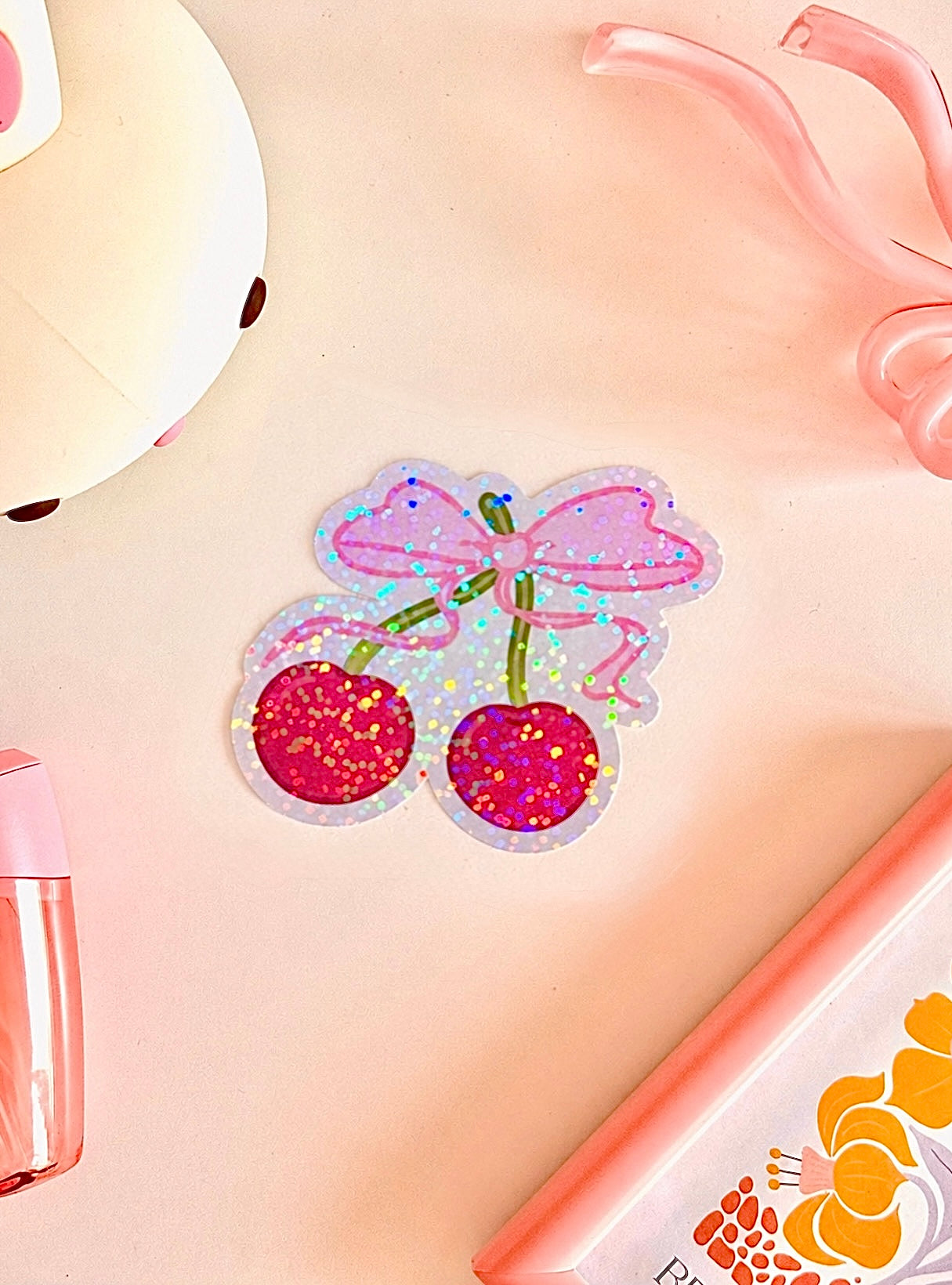DIE-CUT STICKER - Sweet Cherry Bow - glossy - 1pc