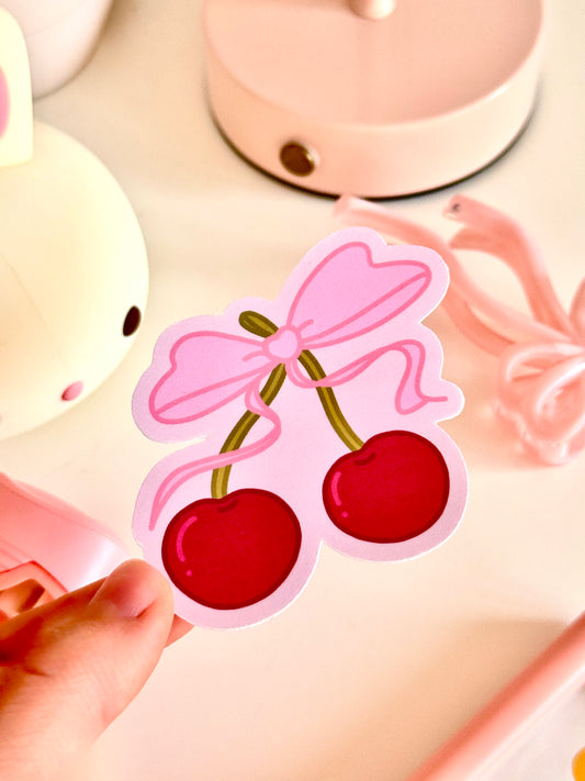 DIE-CUT STICKER - Sweet Cherry Bow - glossy - 1pc
